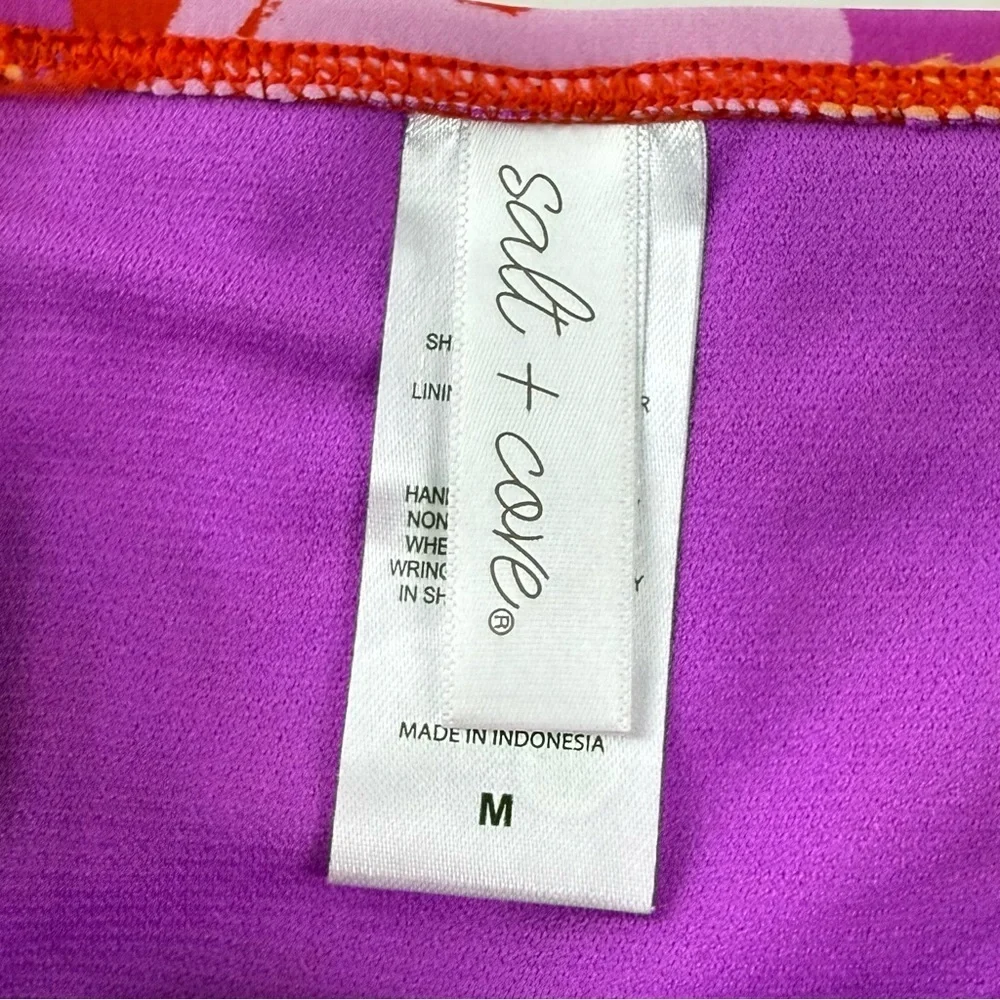 Salt + Cove Bikini Bottom Juniors Size Medium Red Pink Floral Side Tie Swim NWT